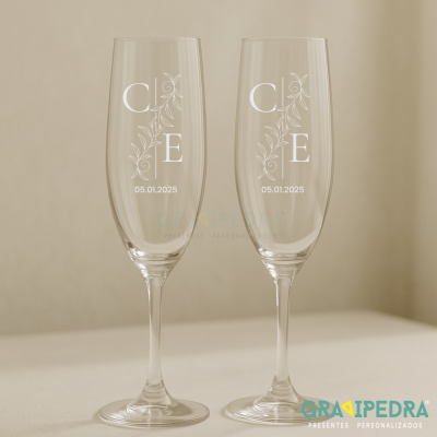 Pack 2 Copos em vidro personalizados - Casamento - CVCND20A