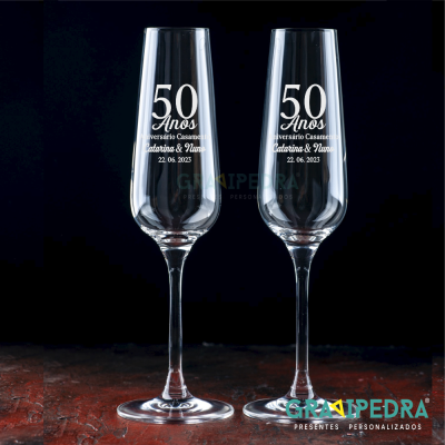 Pack 2 Copos em vidro personalizados - Anos Casamento - CVCN03F