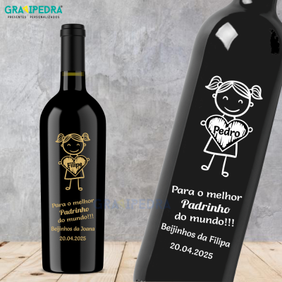 Garrafa de vinho personalizada - Padrinhos - GPDR01
