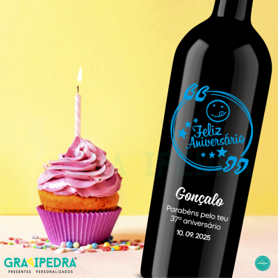 Garrafa de vinho personalizada para Aniversário - GFA48