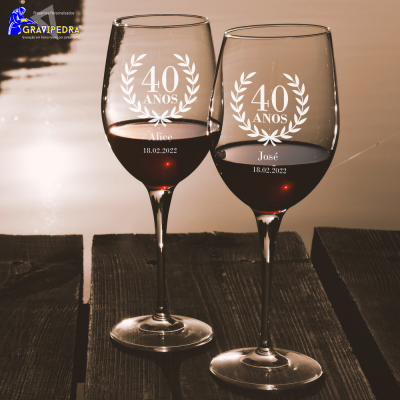 Pack 2 Copos em vidro personalizados - Aniversário Casamento - CVCN07V