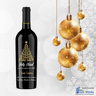 Garrafa de vinho personalizada - Feliz Natal - GNA15