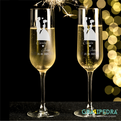 Pack 2 Copos em vidro personalizados - Casamento - CVCN21