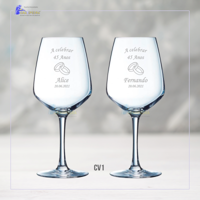 Pack 2 Copos em vidro personalizados - Casamento - CVCN11A