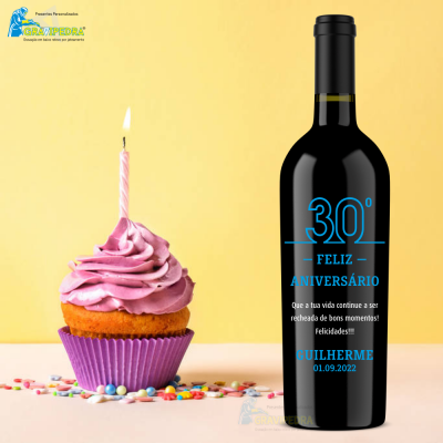 Garrafa de vinho personalizada - Feliz Aniversário - GFA29