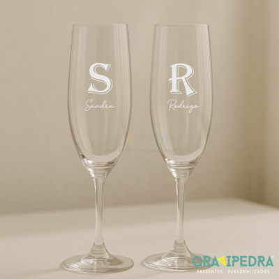 Pack 2 Copos em vidro personalizados - Inicial e Nome - CVFG01