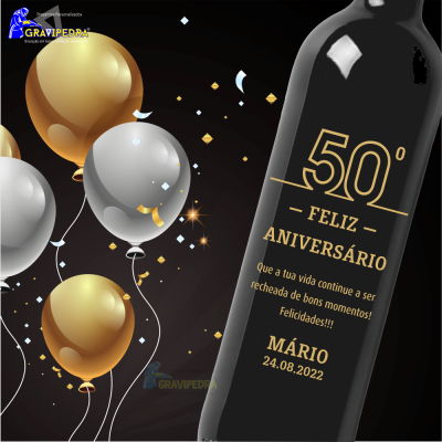 Garrafa de vinho personalizada - Feliz Aniversário - GFA29