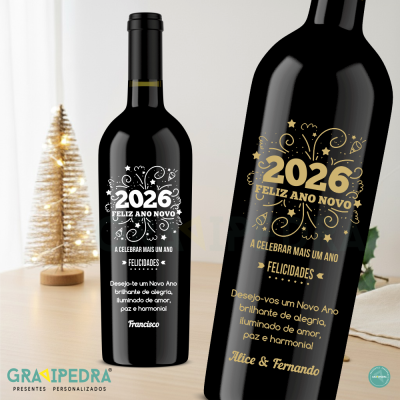 Garrafa de vinho personalizada para Natal/Ano Novo - GAN03 Garrafa de vinho personalizada para Natal/Ano Novo - GAN03