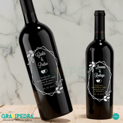 Garrafa de vinho personalizada - Bodas Casamento - GCN22
