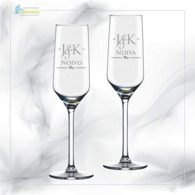 Pack 2 Copos em vidro personalizados Noivo e Noiva - CVCND05A