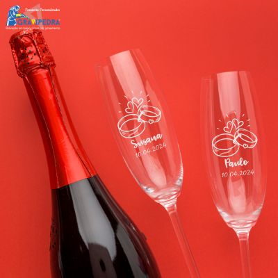 Pack 2 Copos em vidro personalizados - Noivos - CVCND07A