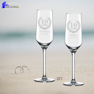 Pack 2 Copos em vidro personalizados - Aniversário Casamento - CVCN07F