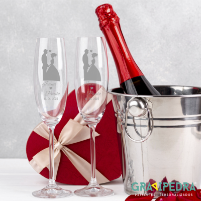 Pack 2 Copos em vidro personalizados - Casamento - CVCN21