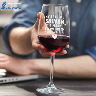 Copo em vidro personalizado - Salvar o Vinho - CVDLTT05
