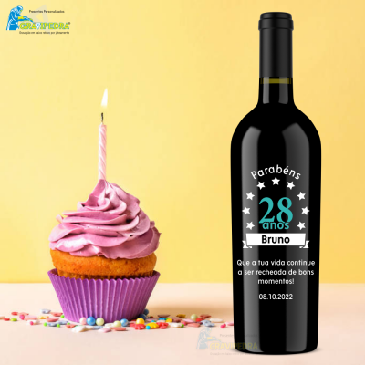 Garrafa de vinho personalizada - Feliz Aniversário - GFA30