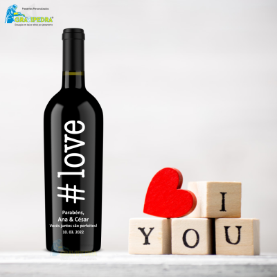 Garrafa de vinho personalizada - # LOVE - GCN04