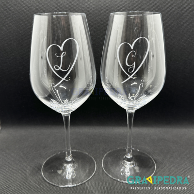 Pack 2 Copos em vidro personalizados - Coração - CVAL03