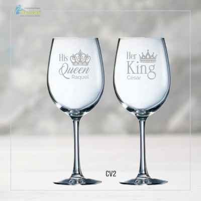 Pack 2 Copos em vidro personalizados Queen/King - CVFG15 Pack 2 Copos em vidro personalizados Queen/King - CVFG15