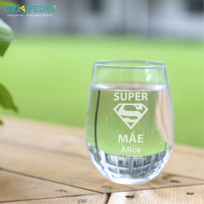 Copo em vidro personalizado - Super Mãe - TVDM02