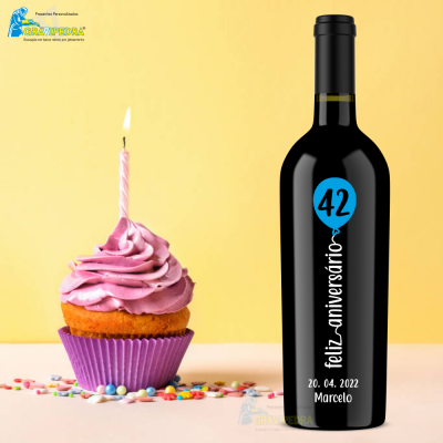 Garrafa de vinho personalizada para Aniversário - GFA08