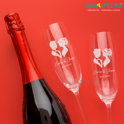 Pack 2 Copos em vidro personalizados - Casamento - CVCND21A