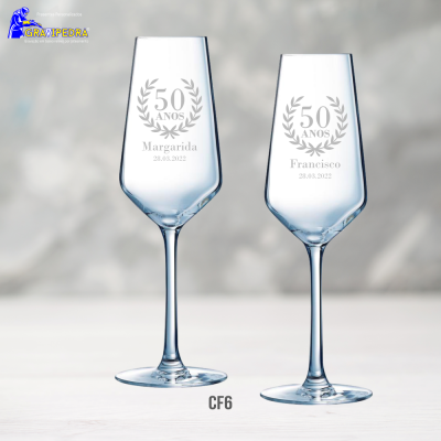 Pack 2 Copos em vidro personalizados - Aniversário Casamento - CVCN07F