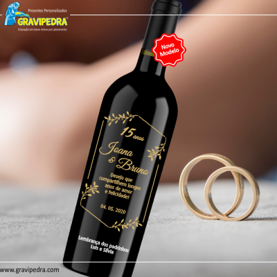 Garrafa de vinho personalizada - Casamento - GCN03