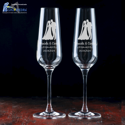 Pack 2 Copos em vidro personalizados - Noivos - CVCND19A