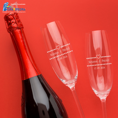 Pack 2 Copos em vidro personalizados - Casamento - CVCND06A Pack 2 Copos em vidro personalizados - Casamento - CVCND06A