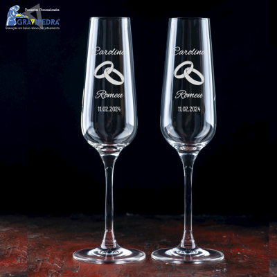 Pack 2 Copos em vidro personalizados - Casamento - CVCND04A Pack 2 Copos em vidro personalizados - Casamento - CVCND04A