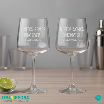 Pack 2 Copos Gin em vidro personalizados Juntos Somos Gincriveis - CVGFG08