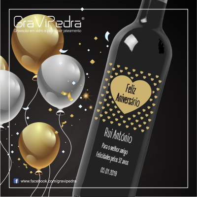Garrafa de vinho personalizada - Aniversário - GFA21