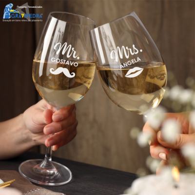 Pack 2 Copos em vidro personalizados Mrs/Mr - CVCND13A