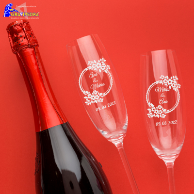 Pack 2 Copos em vidro personalizados - Floral - CVCN16F