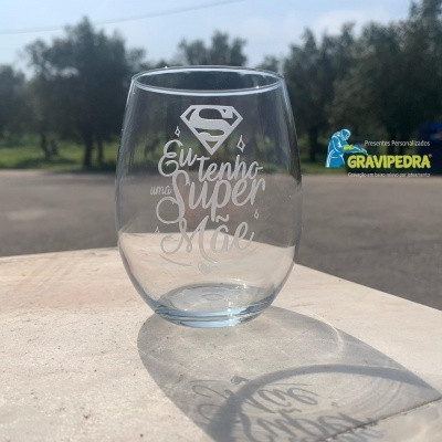 Copo em vidro personalizado - Eu tenho uma super Mãe - TVDM04