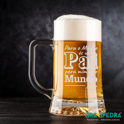 Caneca de Cerveja em vidro personalizada - O meu Mundo - CCVJDPD03