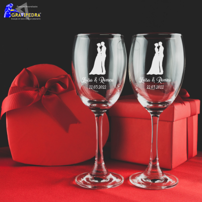 Pack 2 Copos em vidro personalizados - Casamento - CVCN02V Pack 2 Copos em vidro personalizados - Casamento - CVCN02V