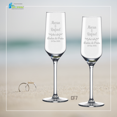 Pack 2 Copos em vidro personalizados - Bodas Casamento - CVCND15A