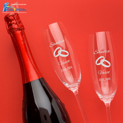 Pack 2 Copos em vidro personalizados - Casamento - CVCND04A Pack 2 Copos em vidro personalizados - Casamento - CVCND04A