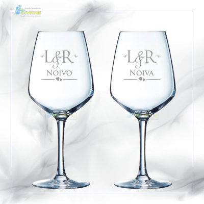Pack 2 Copos em vidro personalizados Noivo e Noiva - CVCND05A
