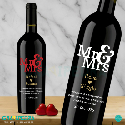Garrafa de vinho personalizada - Mr & Mrs - GCN06