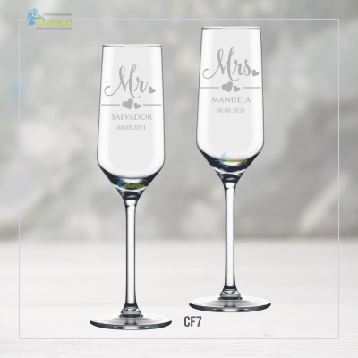 Pack 2 Copos em vidro personalizados - Mr/Mrs - CVCND11A