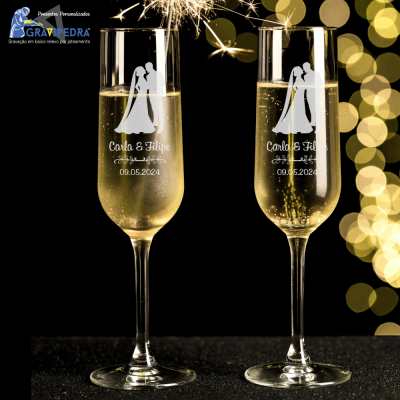 Pack 2 Copos em vidro personalizados - Noivos - CVCND19A