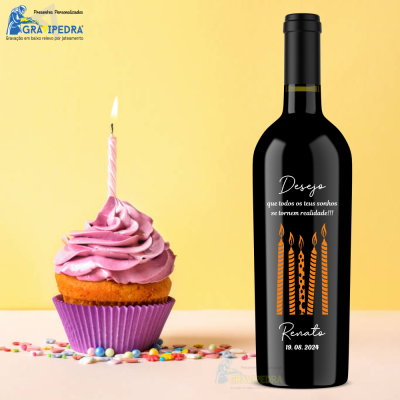 Garrafa de vinho personalizada para Aniversário - GFA59