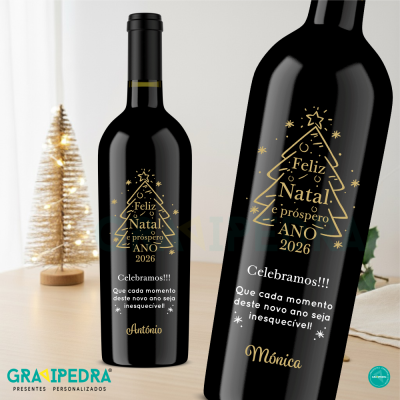 Garrafa de vinho personalizada - Feliz Natal - GNA07
