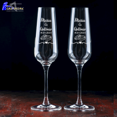 Pack 2 Copos em vidro personalizados - Alianças - CVCND08A Pack 2 Copos em vidro personalizados - Alianças - CVCND08A