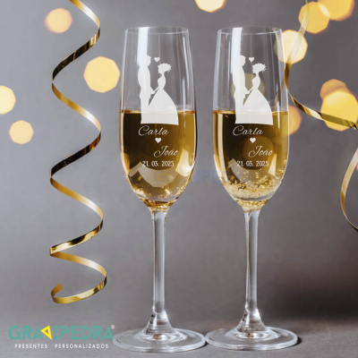 Pack 2 Copos em vidro personalizados - Casamento - CVCN21