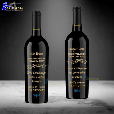 Garrafa de vinho personalizada - Padrinhos - GPDR02 Garrafa de vinho personalizada - Padrinhos - GPDR02