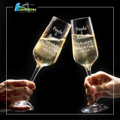 Pack 2 Copos em vidro personalizados - Bodas Casamento - CVCND15A