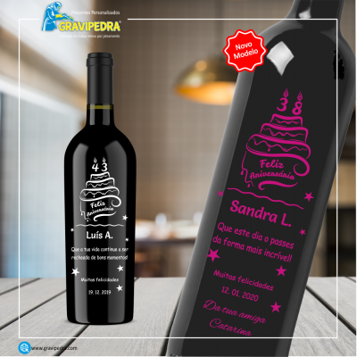 Garrafa de vinho personalizada - Aniversário - GFA39